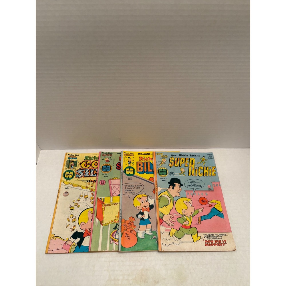 Vintage Richie Rich Comic Book Lot 4 Harvey World Gold Silver Success Billions